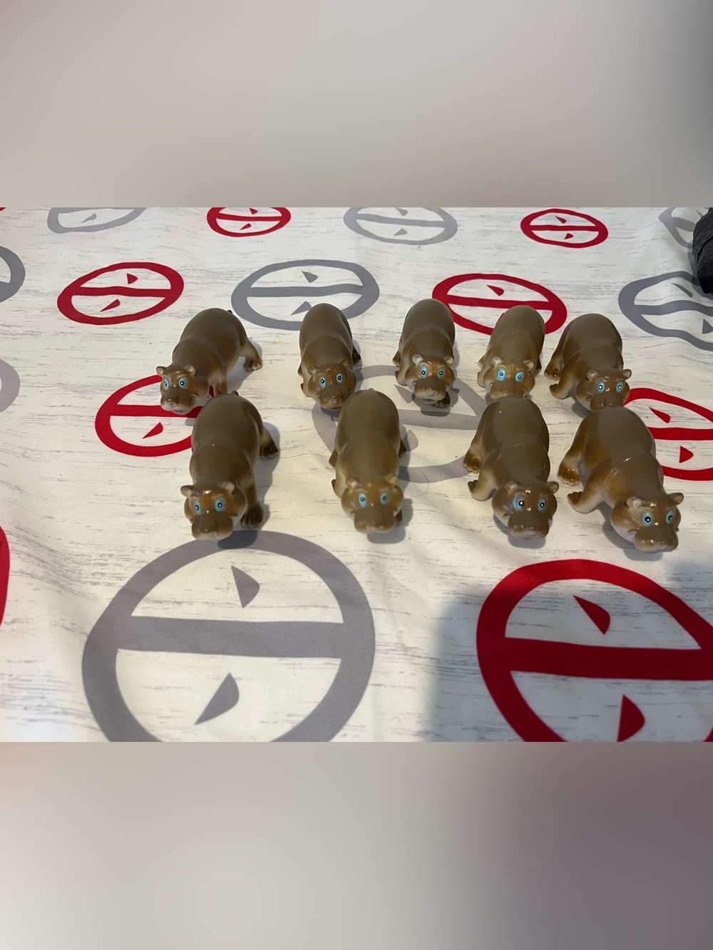 Vintage 1980s BEAR Toy Company CHINA Hippo Figure Lot of 9 – Factory Error